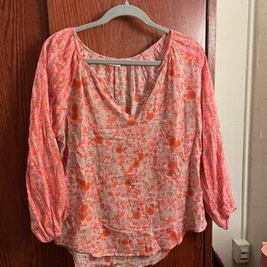 Roller Rabbit Floral Pink and Orange Top Size M